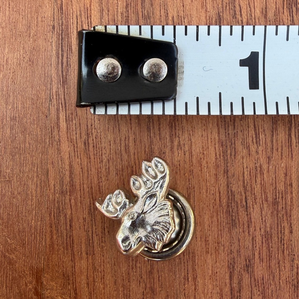 Vintage Silver Tone Moose Head Lapel Pin Miniature Wildlife Hat Tie‎ Tac Small